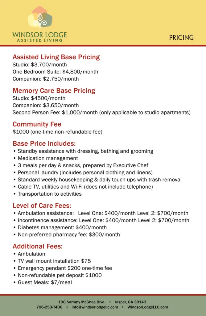 Windsor Lodge price guide